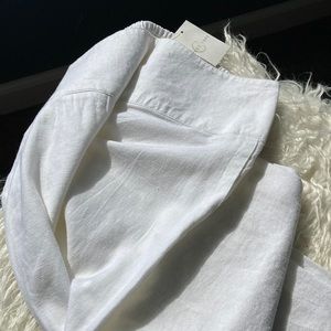 White high waisted linen pants